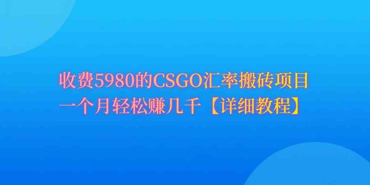 （9776期）CSGO装备搬砖，月综合收益率高达60%，你也可以！-聚赢网创