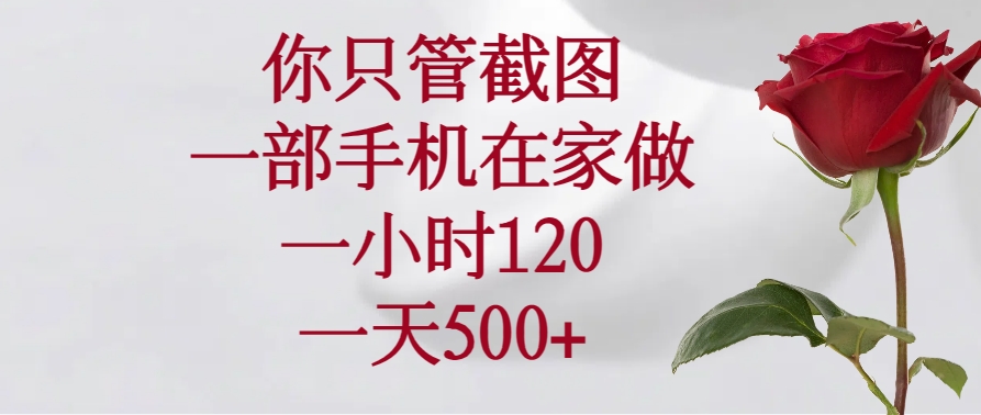 （14248期）你只管截图，一部手机在家做，一小时120，一天500+-聚赢网创