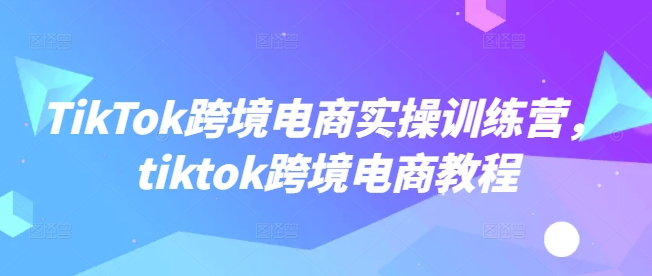 TikTok跨境电商实操训练营，tiktok跨境电商教程-聚赢网创