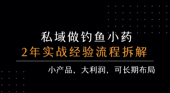 私域做钓鱼小药 每单利润3张+ 详细流程拆解-聚赢网创
