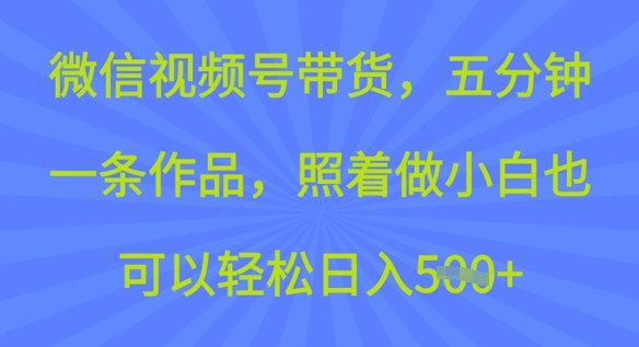 微信视频号带货，五分钟一条作品，照着做小白也可以轻松日入5张-聚赢网创
