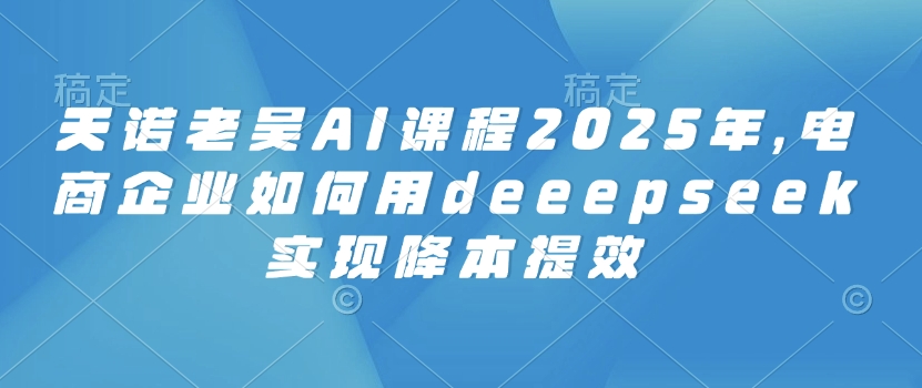 天诺老吴AI课程2025年，电商企业如何用deeepseek实现降本提效-聚赢网创