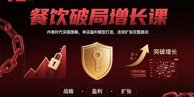 （15541期）餐饮破局增长课：内卷时代突围策略，单店盈利模型打造，连锁扩张完整路径-聚赢网创