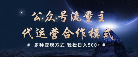 公众号流量主代运营  多种变现方式 轻松日入5张【揭秘】-聚赢网创